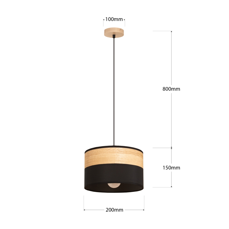 ALBA pendant light on cord 1xE27/15W/230V Ø 20 cm black/brown