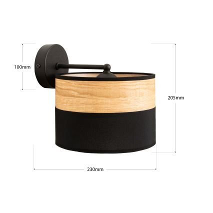 ALBA Wall Lamp 1xE27/15W/230V Black/Brown