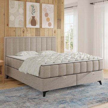 ALICIA upholstered bed with mattresses and topper with storage 180x200 cm beige