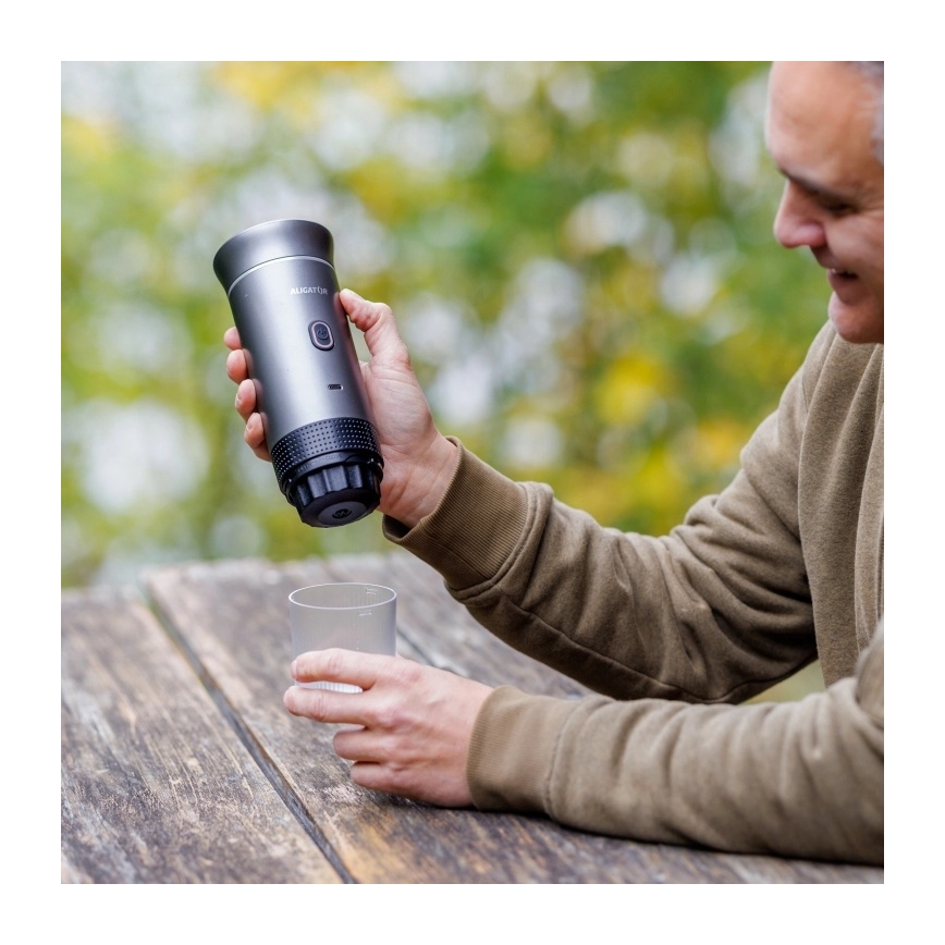 Aligator ACM002 - PortaCaffé 3-in-1 Travel Rechargeable Coffee Maker 72W/7500 mAh gray