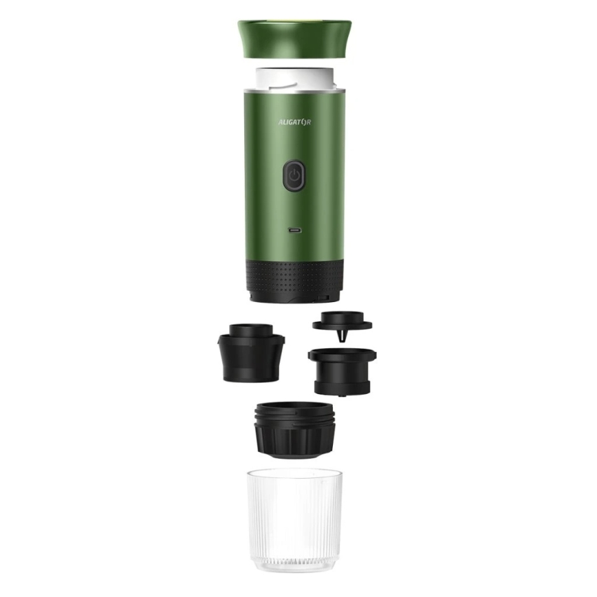 Aligator ACM003 - PortaCaffé 3-in-1 Portable Rechargeable Travel Coffee Maker 72W/7500 mAh Green
