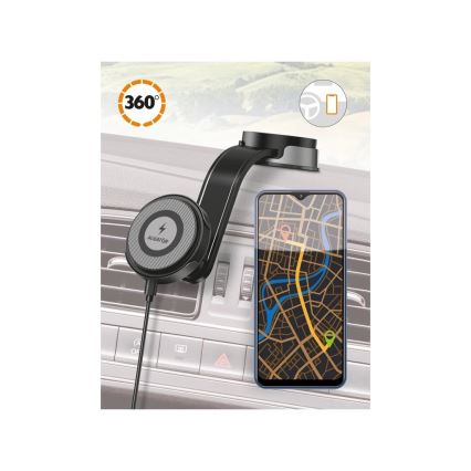 Aligator AMS07BK - MagSafe Car Phone Holder with Flexible Arm, Black
