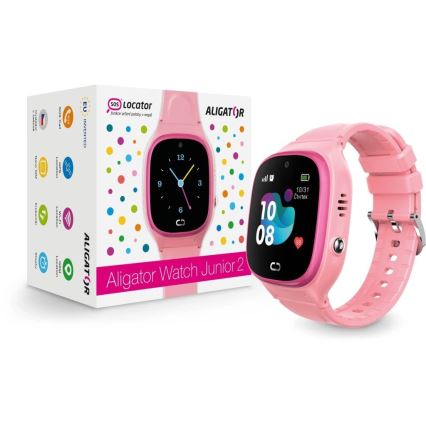 Aligator AW11PK - Watch Junior 2 Smartwatch, 450 mAh, IP67, Wi-Fi, Pink