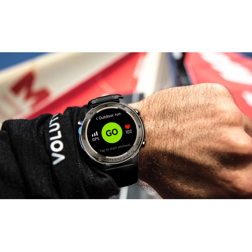 Aligator AW12BK - Smartwatch with GPS, 500 mAh, IP69K, Black