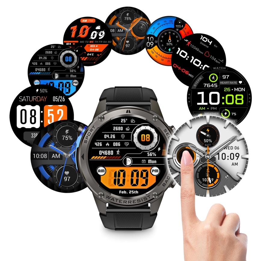 Aligator AW12BK - Smartwatch with GPS, 500 mAh, IP69K, Black