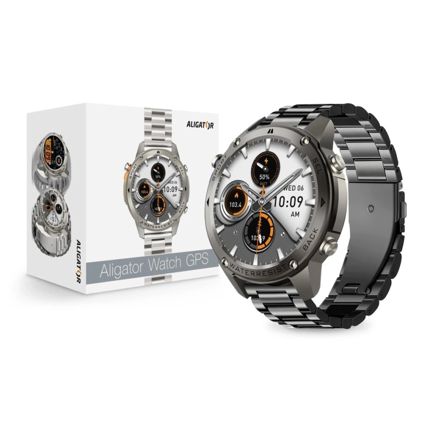 Aligator AW12BK - Smartwatch with GPS, 500 mAh, IP69K, Black