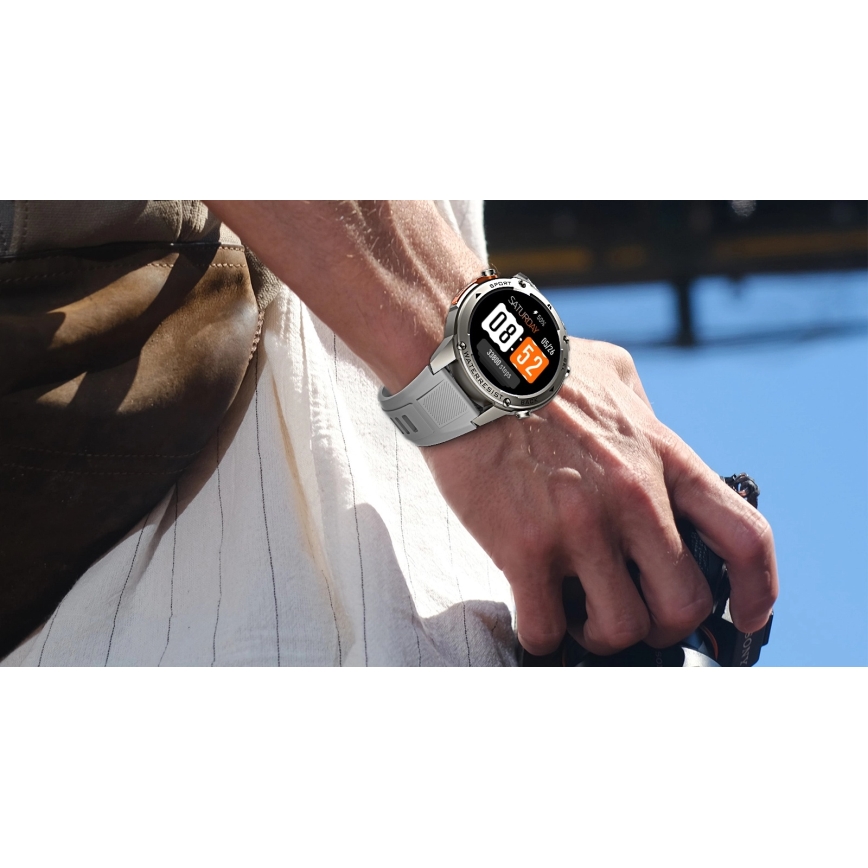 Aligator AW12SR - Smartwatch with GPS, 500 mAh battery, IP69K protection, Silver