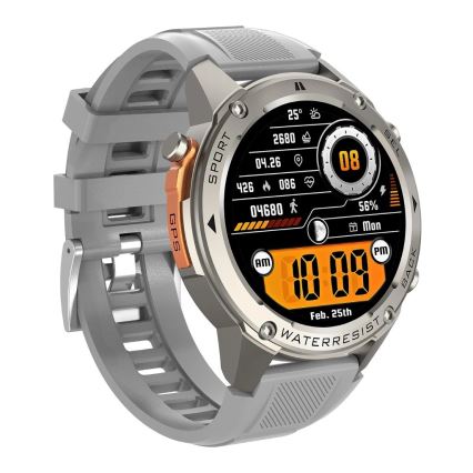 Aligator AW12SR - Smartwatch with GPS, 500 mAh battery, IP69K protection, Silver