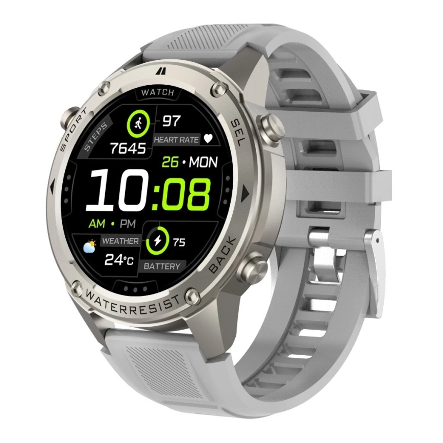 Aligator AW12SR - Smartwatch with GPS, 500 mAh battery, IP69K protection, Silver