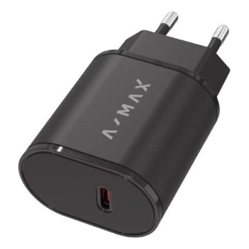Aligator AX0002V - A-MAX 20W USB-C Fast Charging Adapter with Power Delivery, Black