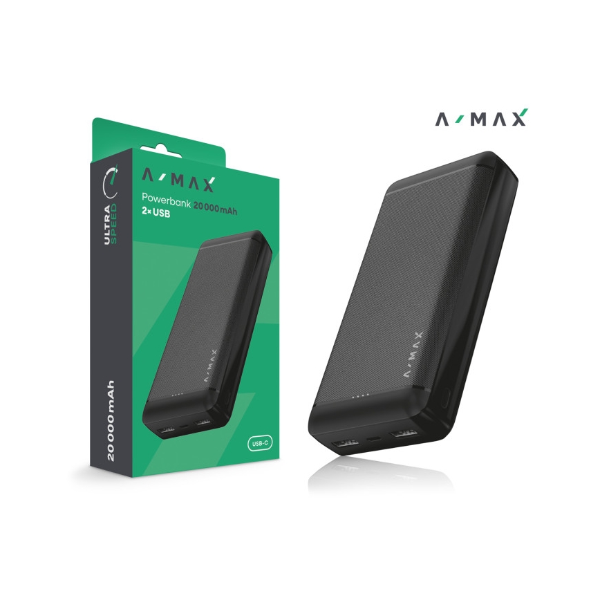 Aligator AX0003 - A-MAX Power Bank 10,000 mAh 3.7 V, Black