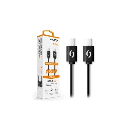 Aligator DATKP46 - USB-C to USB-C Cable, 100W Power Delivery, 1.5 m, Black