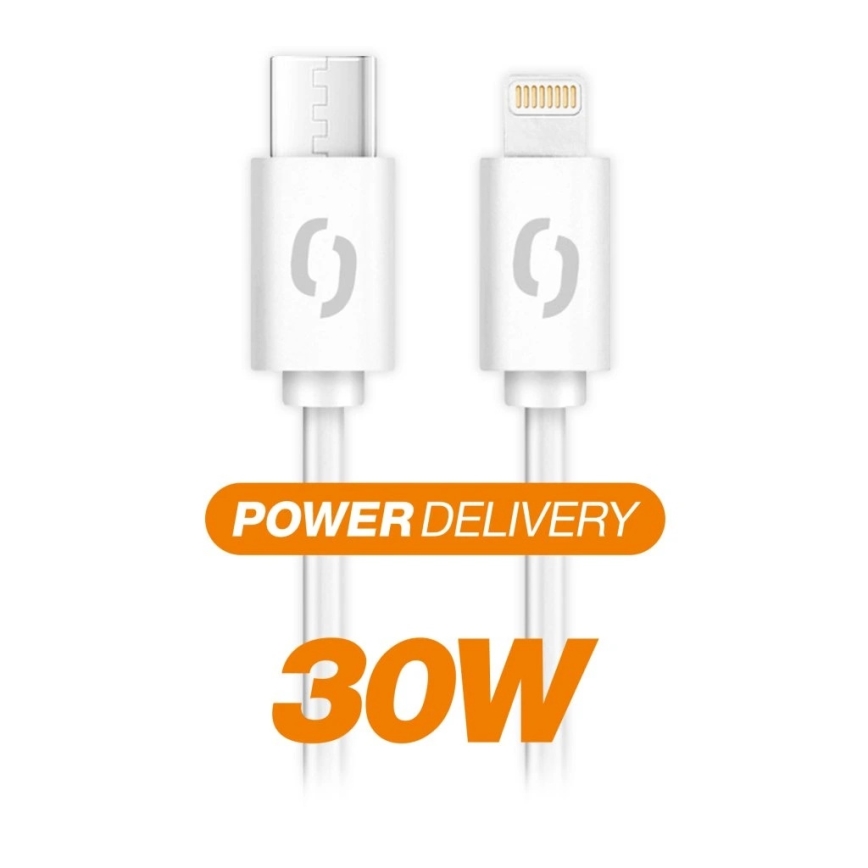 Aligator DATKP61 - USB-C to Lightning cable, 30W Power Delivery, 2.5 m, white