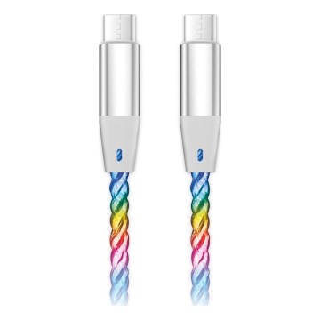 Aligator DATKP62 - USB-C to USB-C cable with LED illumination, 65W Power Delivery, 1.2 m