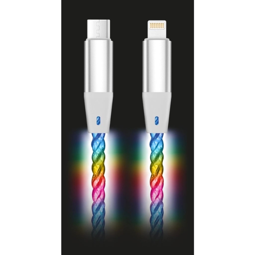 Aligator DATKP63 - USB-C to Lightning Cable with LED Lighting, 30W Power Delivery, 1.2 m