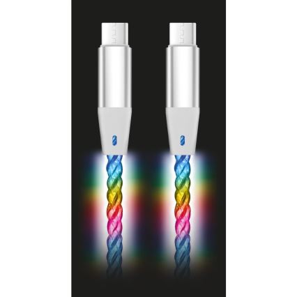 Aligator DATKP64 - USB cable USB-C / USB-C with LED lighting 65W Power Delivery 0,5m