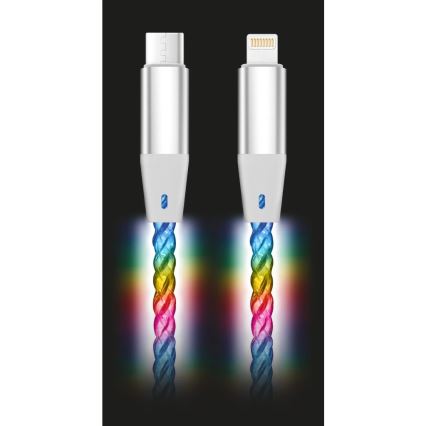 Aligator DATKP65 - USB-C to Lightning cable with LED illumination, 30W Power Delivery, 0.5 m