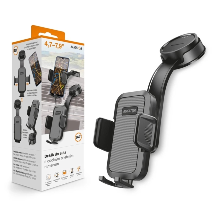 Aligator HA25 - Gooseneck Car Phone Holder, Black