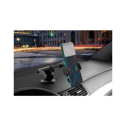 Aligator HAK2 - Self-closing car phone mount with 15W Qi wireless charging, black