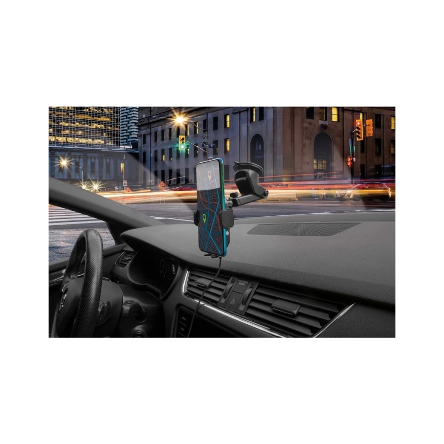 Aligator HAK2 - Self-closing car phone mount with 15W Qi wireless charging, black