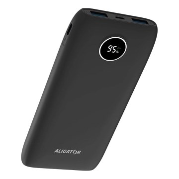 Aligator PBPD10BK - 10,000 mAh Power Bank with LCD display, Power Delivery 20W / 3.7V, Black