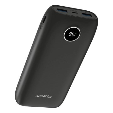 Aligator PBPD20BK - 20,000 mAh Power Bank with LCD Display, 20W Power Delivery, 3.7V, Black