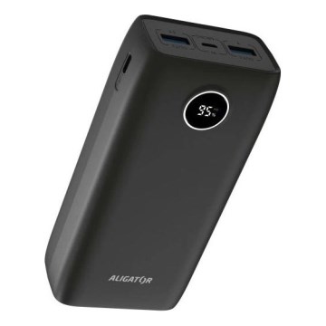 Aligator PBPD30BK - Power Bank with LCD Display, Power Delivery, 30,000 mAh / 20 W / 3.7 V, Black