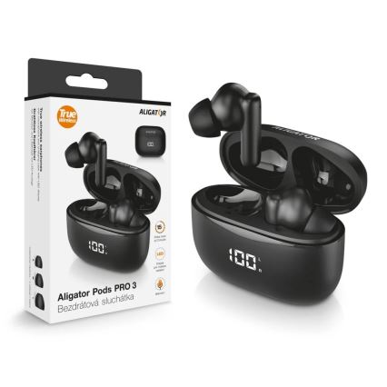 Aligator TWS06 - Pods PRO 3 Wireless Earbuds, 200 mAh + 2x 30 mAh, Black