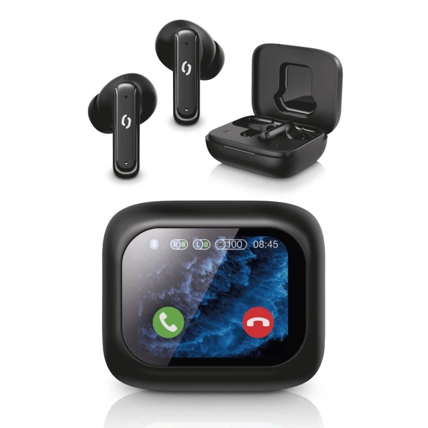 Aligator TWS07 - Wireless Pods Earbuds with LCD & ANC, 400 mAh Charging Case + 2×40 mAh Earbuds, Black