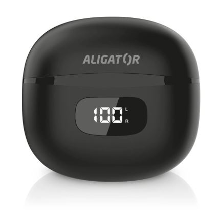 Aligator TWS08BK - Wireless earbuds with Active Noise Cancellation (ANC), 200 mAh + 2×30 mAh, IP40, Black