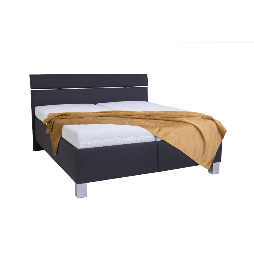 ALIS Upholstered Bed with Mattress and Built-in Storage, 160x200 cm, Anthracite
