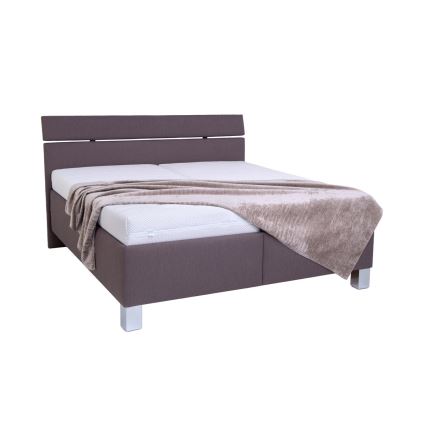 ALIS Upholstered Bed with Mattress and Storage, 160x200 cm, Brown