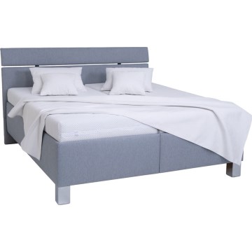 ALIS upholstered bed with mattress and storage, 160x200 cm, light grey