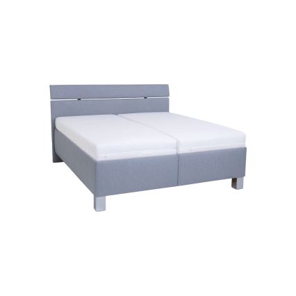 ALIS upholstered bed with mattress and storage, 160x200 cm, light grey