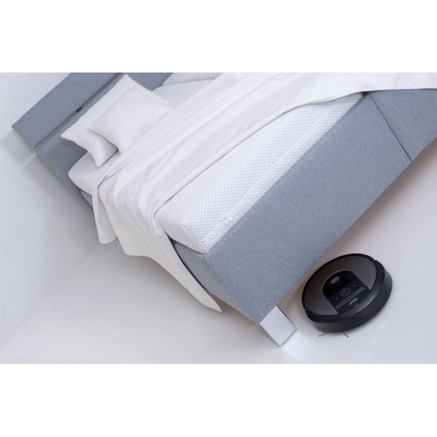 ALIS Upholstered Bed with Mattress and Storage, 160x200 cm — Light Grey