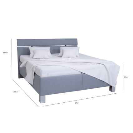 ALIS Upholstered Bed with Mattress and Storage, 160x200 cm — Light Grey