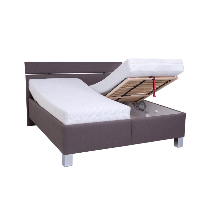 ALIS Upholstered Bed with Mattress and Storage, 180x200 cm, Brown