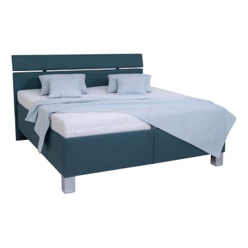 ALIS Upholstered Bed with Mattress and Storage, 180x200 cm — Petrol Blue
