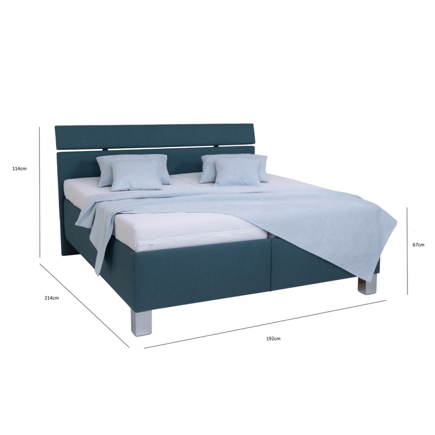 ALIS Upholstered Bed with Mattress and Storage, 180x200 cm — Petrol Blue