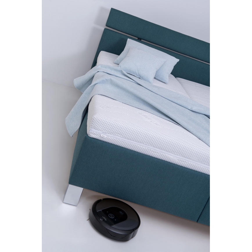 ALIS Upholstered Bed with Mattress and Storage Compartment 160x200 cm, Petrol Blue