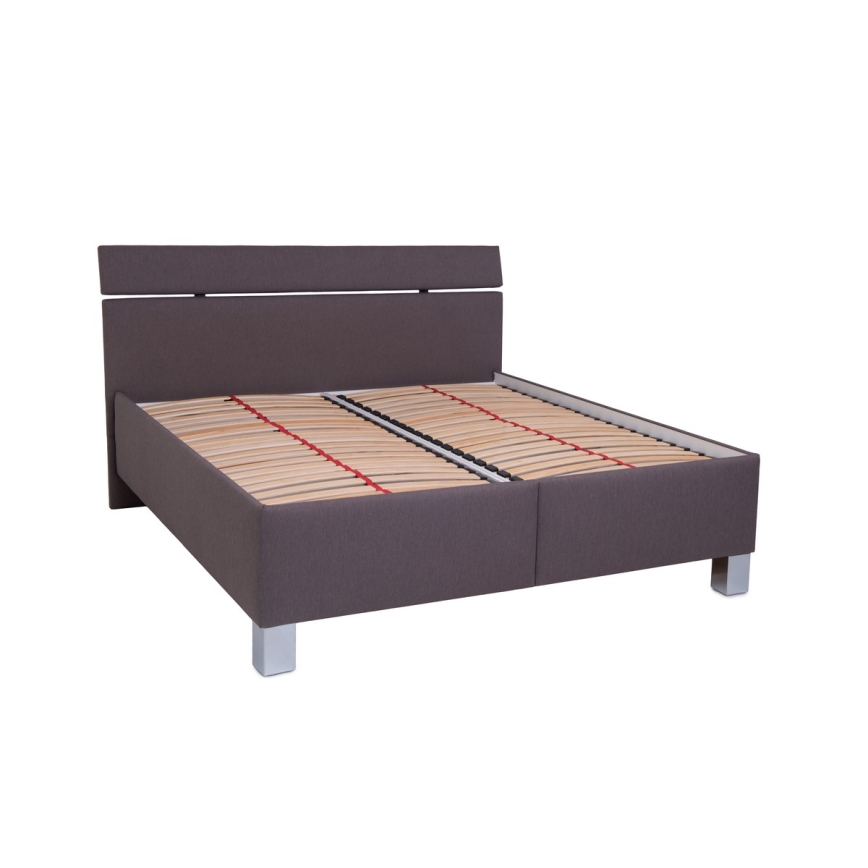 ALIS Upholstered Bed with Storage 160x200 cm, Brown — Mattress Not Included