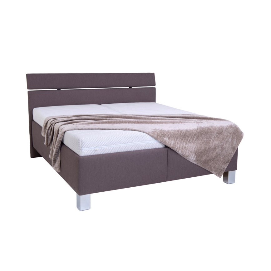 ALIS Upholstered Bed with Storage 160x200 cm, Brown — Mattress Not Included
