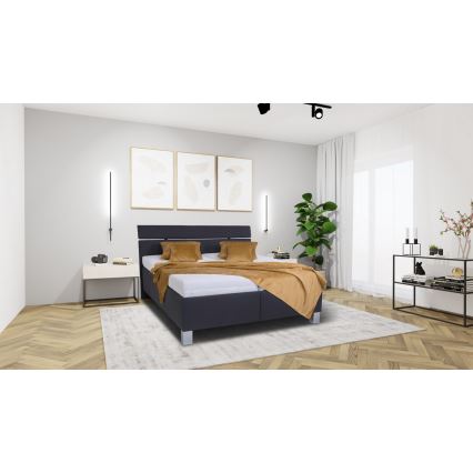 ALIS Upholstered Bed with Storage, 180x200 cm, Anthracite — Mattress not included