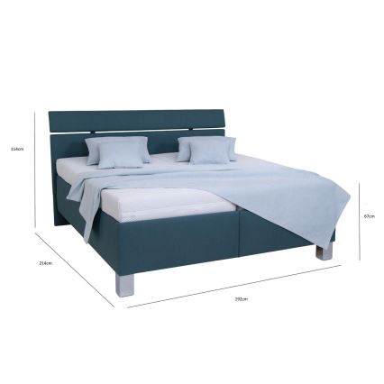 ALIS Upholstered Bed with Storage (without Mattress), 180 x 200 cm — Petrol Blue