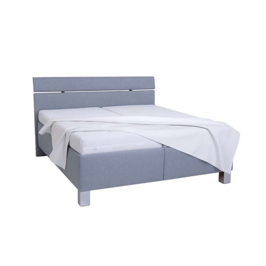 ALIS Upholstered Storage Bed 160x200 cm, Light Gray — Mattress Not Included