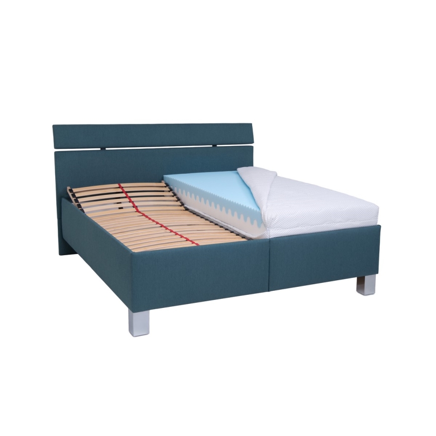 ALIS Upholstered Storage Bed 160x200 cm – Petrol Blue (Mattress Not Included)