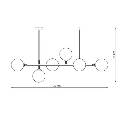 ALISA Cable Pendant Chandelier 6xE14/40W/230V, Gold