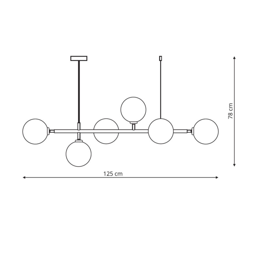 ALISA Cable Pendant Chandelier 6xE14/40W/230V, Gold