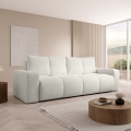 ALMADA Beige Upholstered 3-Seater Sofa Bed with Storage
