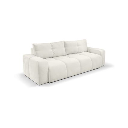 ALMADA Beige Upholstered 3-Seater Sofa Bed with Storage